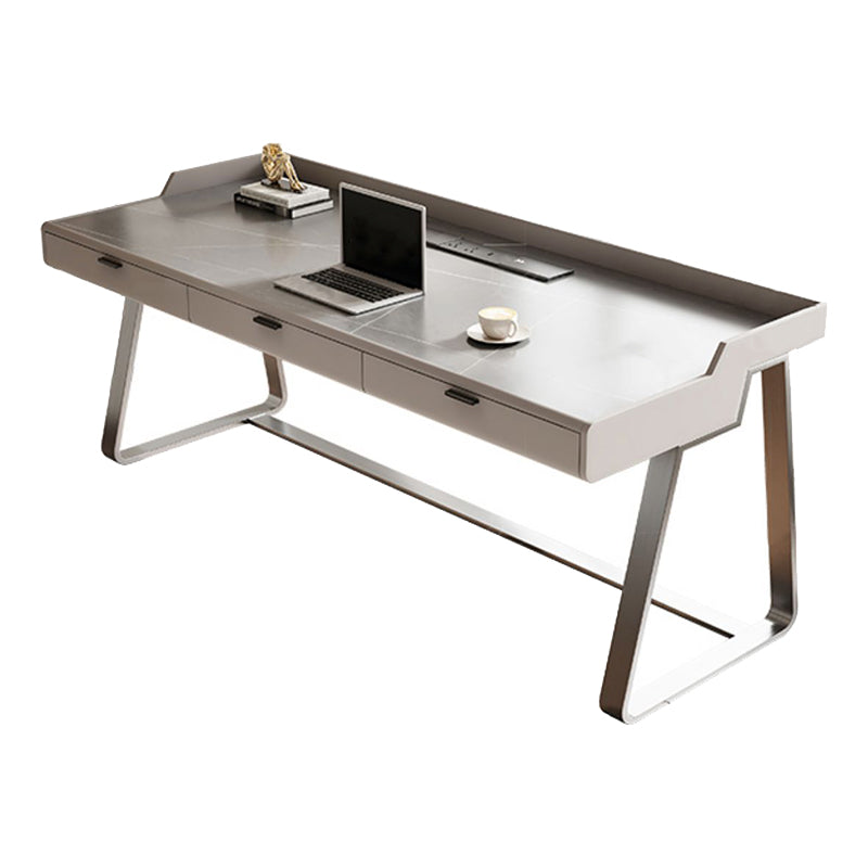 Rectangle Stone Top Office Desk Metal Base Industrial Writing Desk for Office 39.4"L x 23.6"W x 29.5"H Clearhalo 'furn' 'furn_office_desk' 'Furniture' 'Office Desks' 'Office Furniture' 'office_desk' 7677325