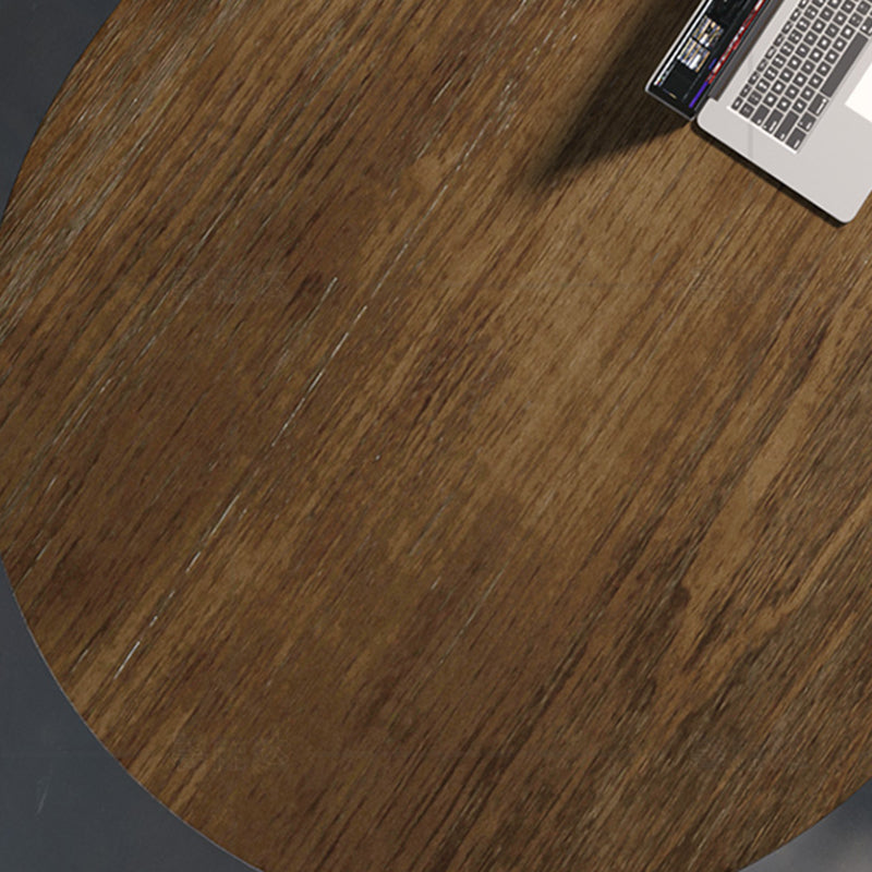 Escritorio de escritura industrial de 29.25 pulgadas H escritorio de oficina ovalada de madera maciza
