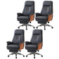 Modern Armless Office Chair Leather Tilt Mechanism Ergonomic Desk Chair with Wheels