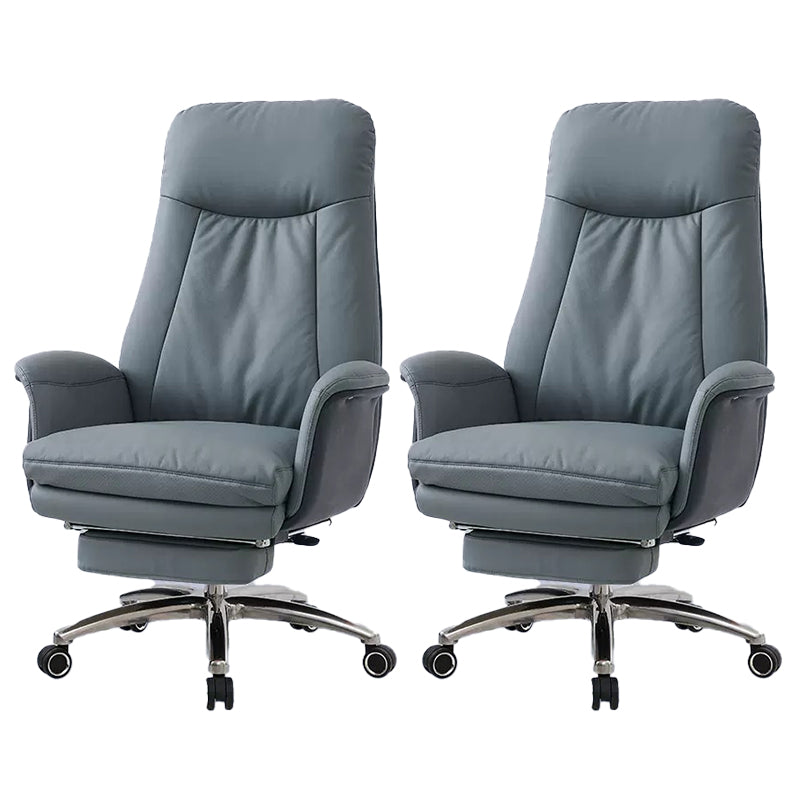 Modern Armless Office Chair Leather Tilt Mechanism Ergonomic Desk Chair with Wheels