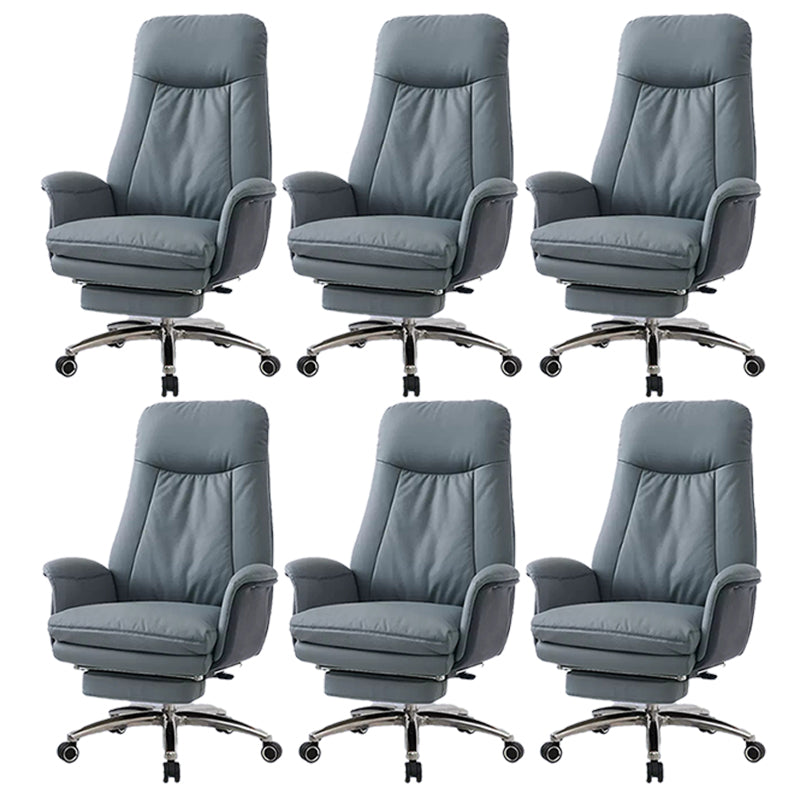 Modern Armless Office Chair Leather Tilt Mechanism Ergonomic Desk Chair with Wheels