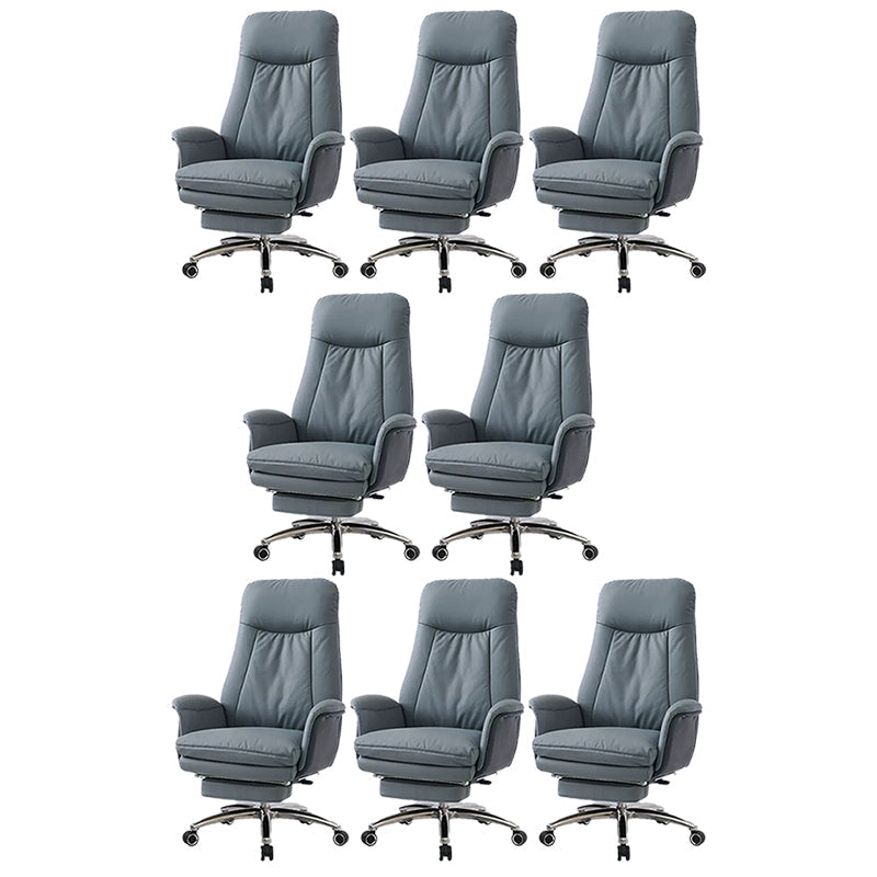 Modern Armless Office Chair Leather Tilt Mechanism Ergonomic Desk Chair with Wheels