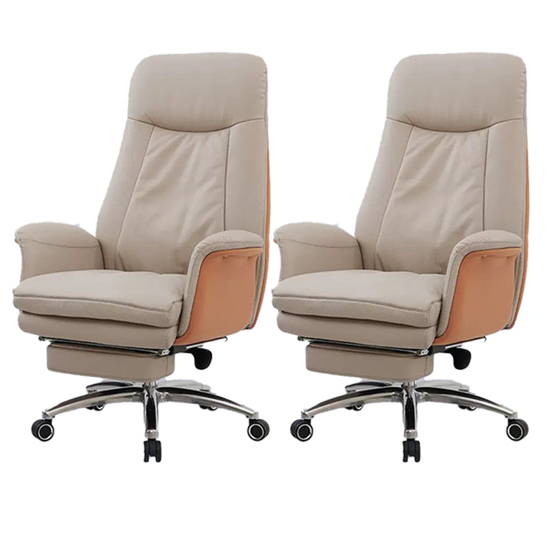 Modern Armless Office Chair Leather Tilt Mechanism Ergonomic Desk Chair with Wheels