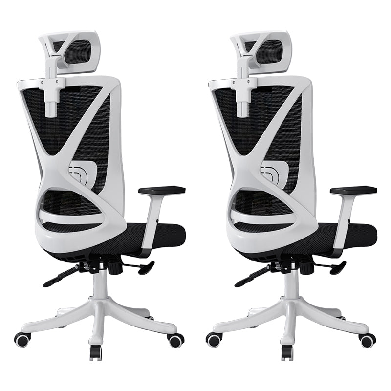 Modern Office Chair No Distressing Ergonomic Slide Chair with Wheels White-Black 2 Piece Set Without Footrest Clearhalo 'furn' 'furn_office_chair' 'Furniture' 'Office Chairs' 'Office Furniture' 'office_chair' 7677423