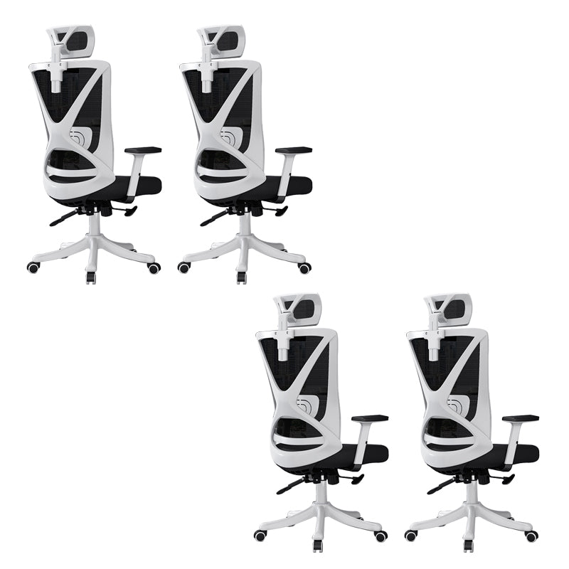 Modern Office Chair No Distressing Ergonomic Slide Chair with Wheels White-Black 4 Piece Set Without Footrest Clearhalo 'furn' 'furn_office_chair' 'Furniture' 'Office Chairs' 'Office Furniture' 'office_chair' 7677424