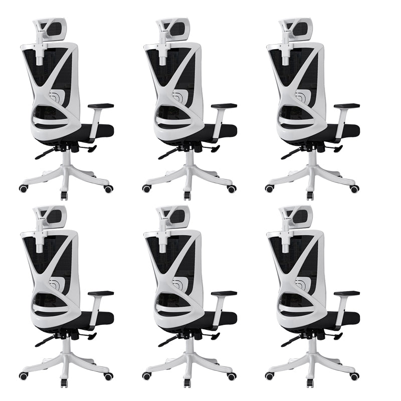 Modern Office Chair No Distressing Ergonomic Slide Chair with Wheels White-Black 6 Piece Set Without Footrest Clearhalo 'furn' 'furn_office_chair' 'Furniture' 'Office Chairs' 'Office Furniture' 'office_chair' 7677427