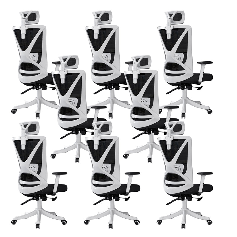 Modern Office Chair No Distressing Ergonomic Slide Chair with Wheels White-Black 8 Piece Set Without Footrest Clearhalo 'furn' 'furn_office_chair' 'Furniture' 'Office Chairs' 'Office Furniture' 'office_chair' 7677429