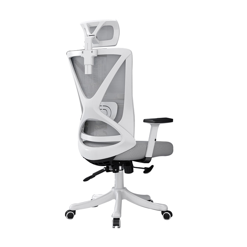 Modern Office Chair No Distressing Ergonomic Slide Chair with Wheels White-Gray 1 Piece Without Footrest Clearhalo 'furn' 'furn_office_chair' 'Furniture' 'Office Chairs' 'Office Furniture' 'office_chair' 7677431