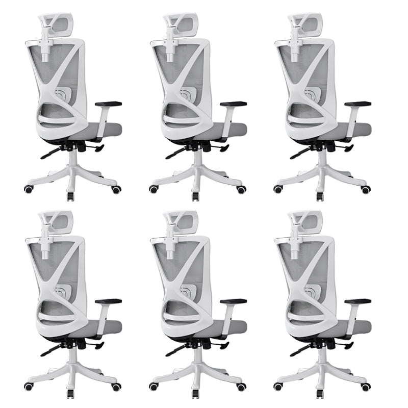 Modern Office Chair No Distressing Ergonomic Slide Chair with Wheels White-Gray 6 Piece Set Without Footrest Clearhalo 'furn' 'furn_office_chair' 'Furniture' 'Office Chairs' 'Office Furniture' 'office_chair' 7677436