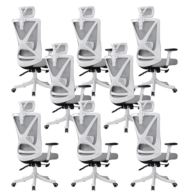 Modern Office Chair No Distressing Ergonomic Slide Chair with Wheels White-Gray 8 Piece Set Without Footrest Clearhalo 'furn' 'furn_office_chair' 'Furniture' 'Office Chairs' 'Office Furniture' 'office_chair' 7677437