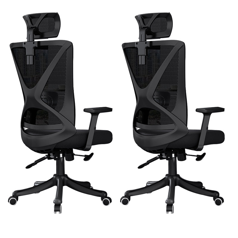 Modern Office Chair No Distressing Ergonomic Slide Chair with Wheels Black 2 Piece Set Without Footrest Clearhalo 'furn' 'furn_office_chair' 'Furniture' 'Office Chairs' 'Office Furniture' 'office_chair' 7677439