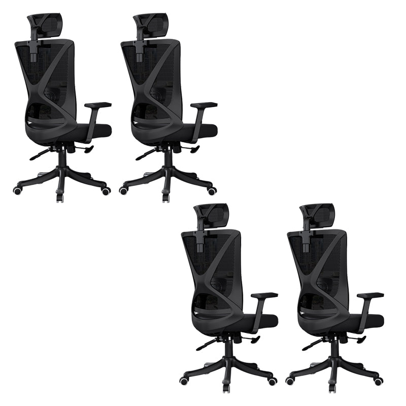Modern Office Chair No Distressing Ergonomic Slide Chair with Wheels Black 4 Piece Set Without Footrest Clearhalo 'furn' 'furn_office_chair' 'Furniture' 'Office Chairs' 'Office Furniture' 'office_chair' 7677440