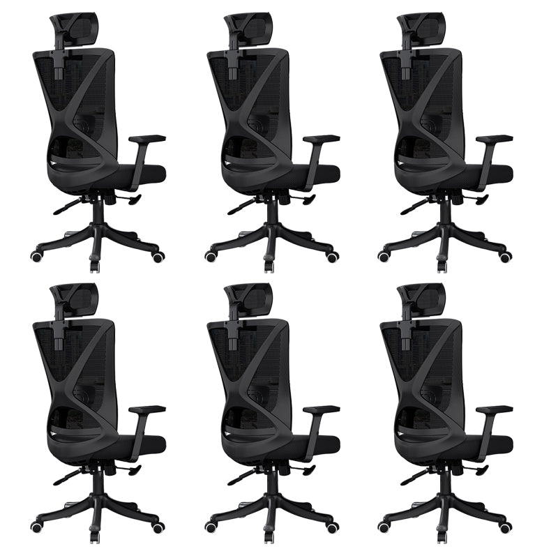 Modern Office Chair No Distressing Ergonomic Slide Chair with Wheels Black 6 Piece Set Without Footrest Clearhalo 'furn' 'furn_office_chair' 'Furniture' 'Office Chairs' 'Office Furniture' 'office_chair' 7677441
