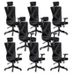 Modern Office Chair No Distressing Ergonomic Slide Chair with Wheels Black 8 Piece Set Without Footrest Clearhalo 'furn' 'furn_office_chair' 'Furniture' 'Office Chairs' 'Office Furniture' 'office_chair' 7677442