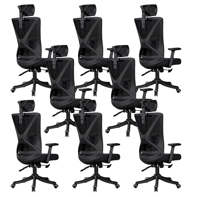 Modern Office Chair No Distressing Ergonomic Slide Chair with Wheels Black 8 Piece Set Without Footrest Clearhalo 'furn' 'furn_office_chair' 'Furniture' 'Office Chairs' 'Office Furniture' 'office_chair' 7677442