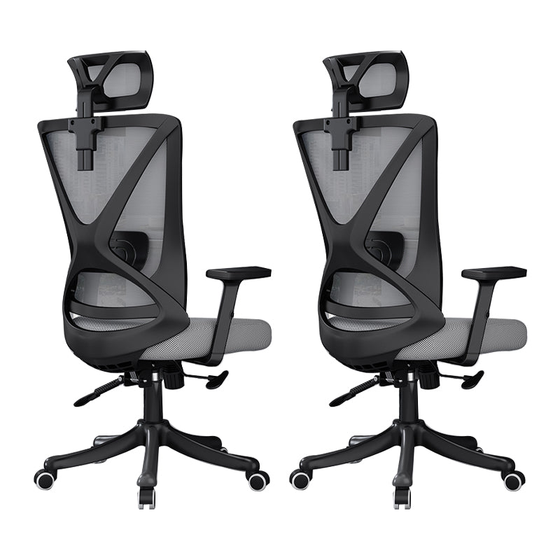 Modern Office Chair No Distressing Ergonomic Slide Chair with Wheels Black-Gray 2 Piece Set Without Footrest Clearhalo 'furn' 'furn_office_chair' 'Furniture' 'Office Chairs' 'Office Furniture' 'office_chair' 7677444
