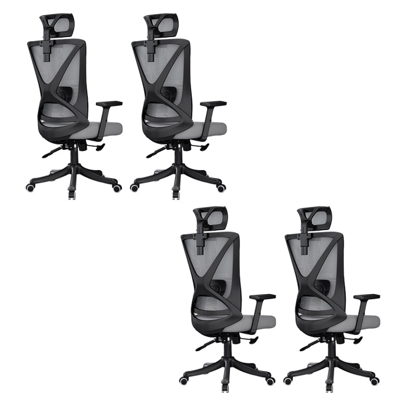 Modern Office Chair No Distressing Ergonomic Slide Chair with Wheels Black-Gray 4 Piece Set Without Footrest Clearhalo 'furn' 'furn_office_chair' 'Furniture' 'Office Chairs' 'Office Furniture' 'office_chair' 7677445