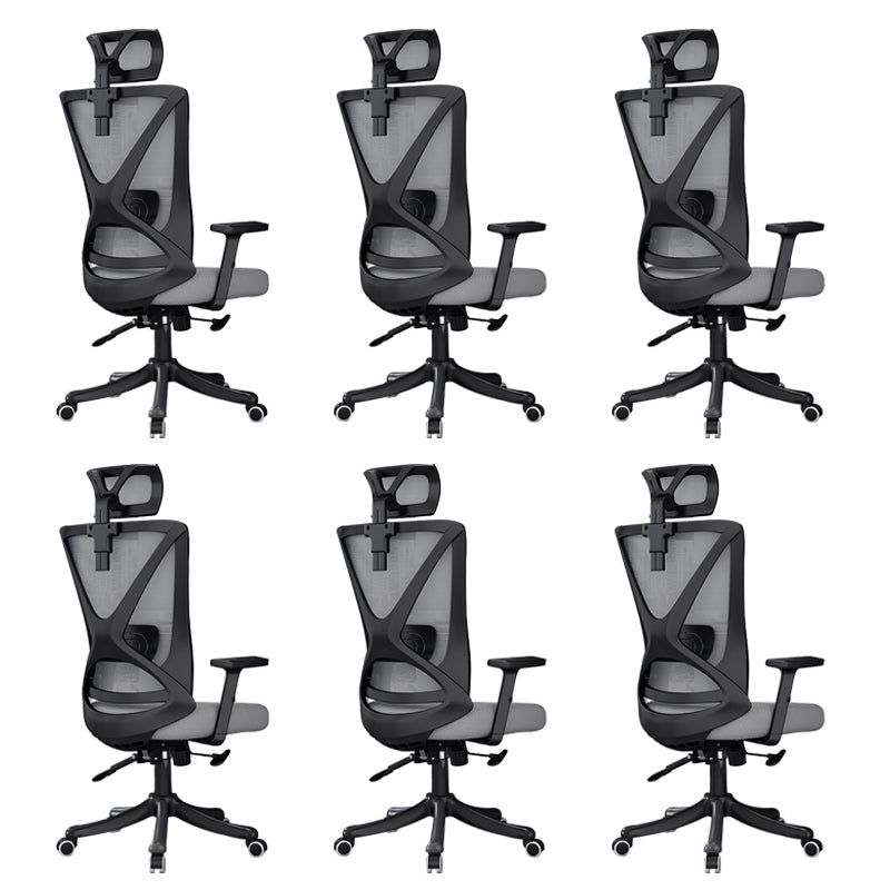 Modern Office Chair No Distressing Ergonomic Slide Chair with Wheels Black-Gray 6 Piece Set Without Footrest Clearhalo 'furn' 'furn_office_chair' 'Furniture' 'Office Chairs' 'Office Furniture' 'office_chair' 7677446