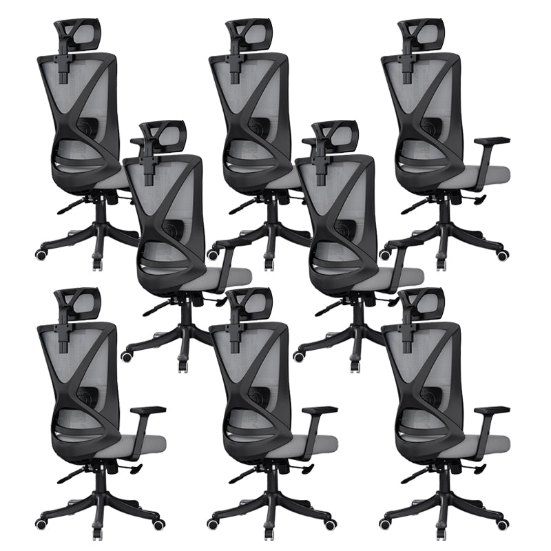 Modern Office Chair No Distressing Ergonomic Slide Chair with Wheels Black-Gray 8 Piece Set Without Footrest Clearhalo 'furn' 'furn_office_chair' 'Furniture' 'Office Chairs' 'Office Furniture' 'office_chair' 7677447