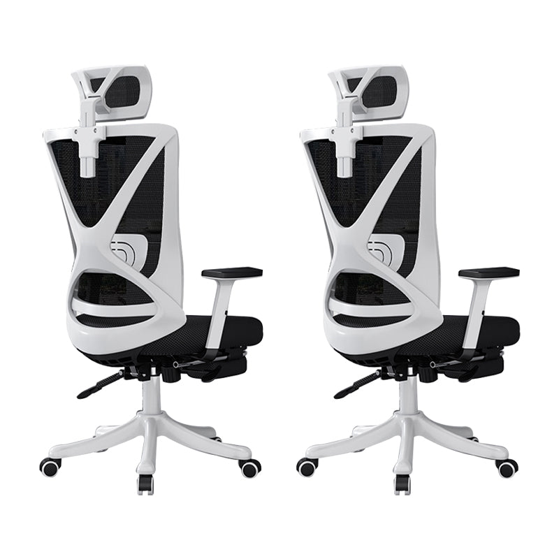 Modern Office Chair No Distressing Ergonomic Slide Chair with Wheels White-Black 2 Piece Set With Footrest Clearhalo 'furn' 'furn_office_chair' 'Furniture' 'Office Chairs' 'Office Furniture' 'office_chair' 7677448