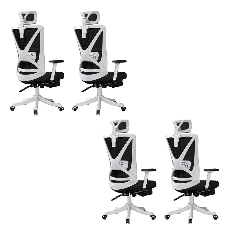Modern Office Chair No Distressing Ergonomic Slide Chair with Wheels White-Black 4 Piece Set With Footrest Clearhalo 'furn' 'furn_office_chair' 'Furniture' 'Office Chairs' 'Office Furniture' 'office_chair' 7677449