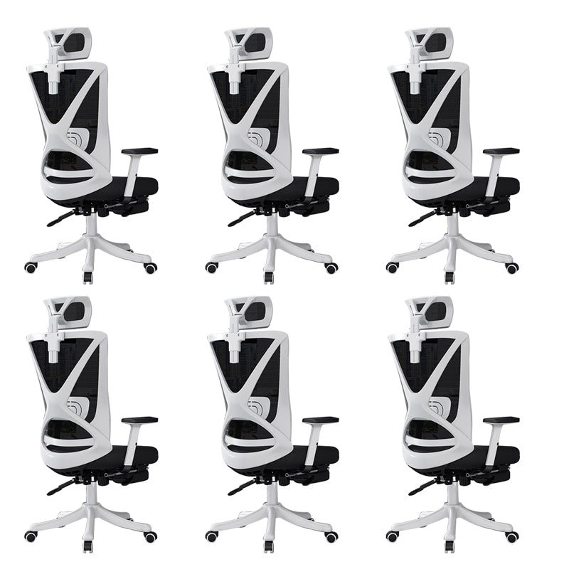 Modern Office Chair No Distressing Ergonomic Slide Chair with Wheels White-Black 6 Piece Set With Footrest Clearhalo 'furn' 'furn_office_chair' 'Furniture' 'Office Chairs' 'Office Furniture' 'office_chair' 7677450