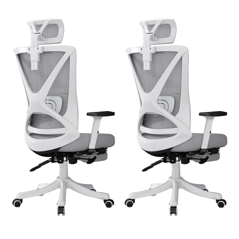 Modern Office Chair No Distressing Ergonomic Slide Chair with Wheels White-Gray 2 Piece Set With Footrest Clearhalo 'furn' 'furn_office_chair' 'Furniture' 'Office Chairs' 'Office Furniture' 'office_chair' 7677453