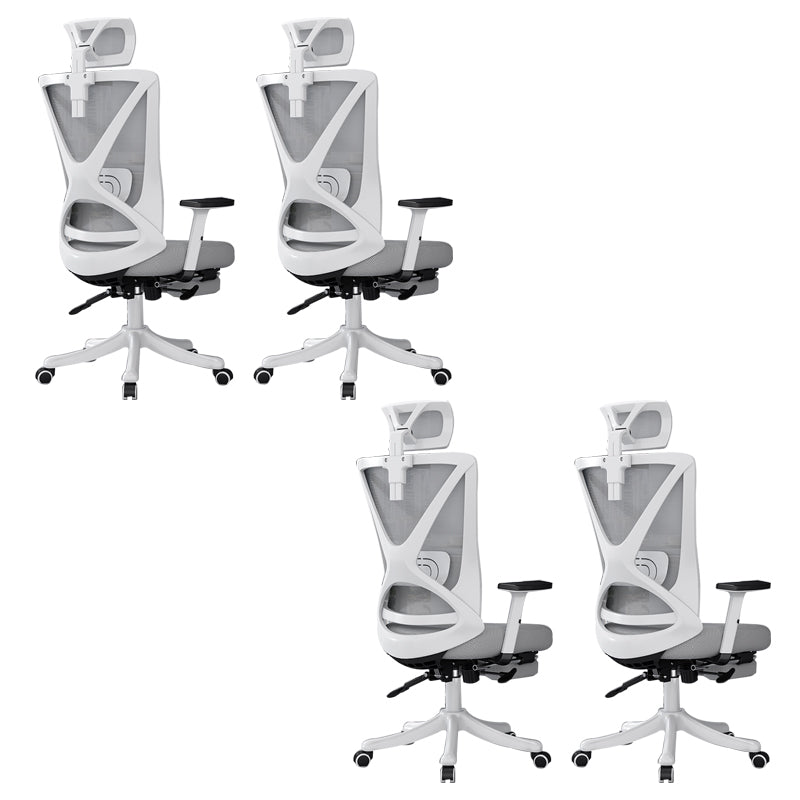 Modern Office Chair No Distressing Ergonomic Slide Chair with Wheels White-Gray 4 Piece Set With Footrest Clearhalo 'furn' 'furn_office_chair' 'Furniture' 'Office Chairs' 'Office Furniture' 'office_chair' 7677454