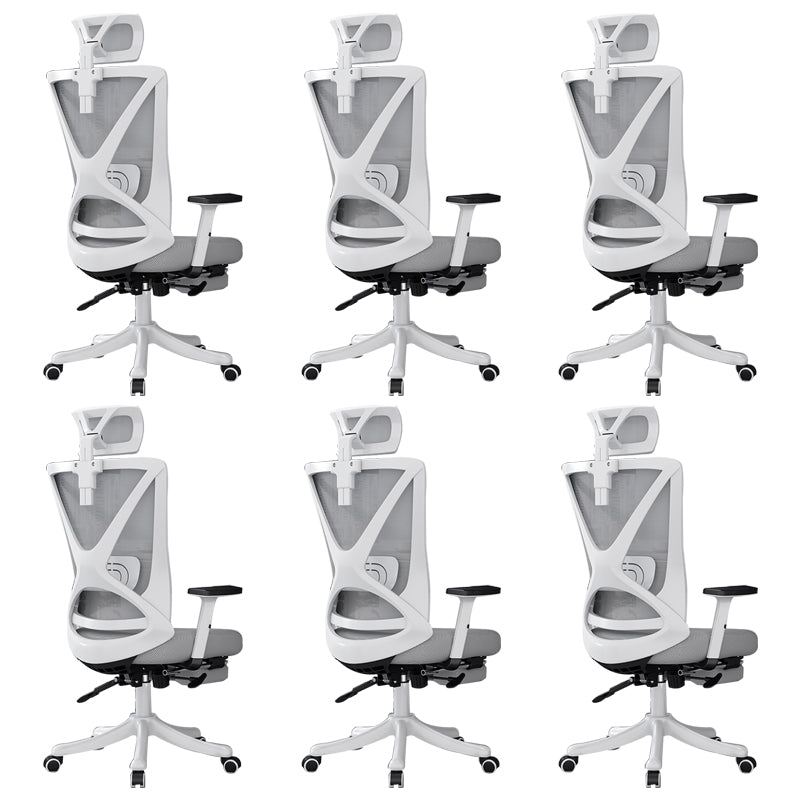 Modern Office Chair No Distressing Ergonomic Slide Chair with Wheels White-Gray 6 Piece Set With Footrest Clearhalo 'furn' 'furn_office_chair' 'Furniture' 'Office Chairs' 'Office Furniture' 'office_chair' 7677455