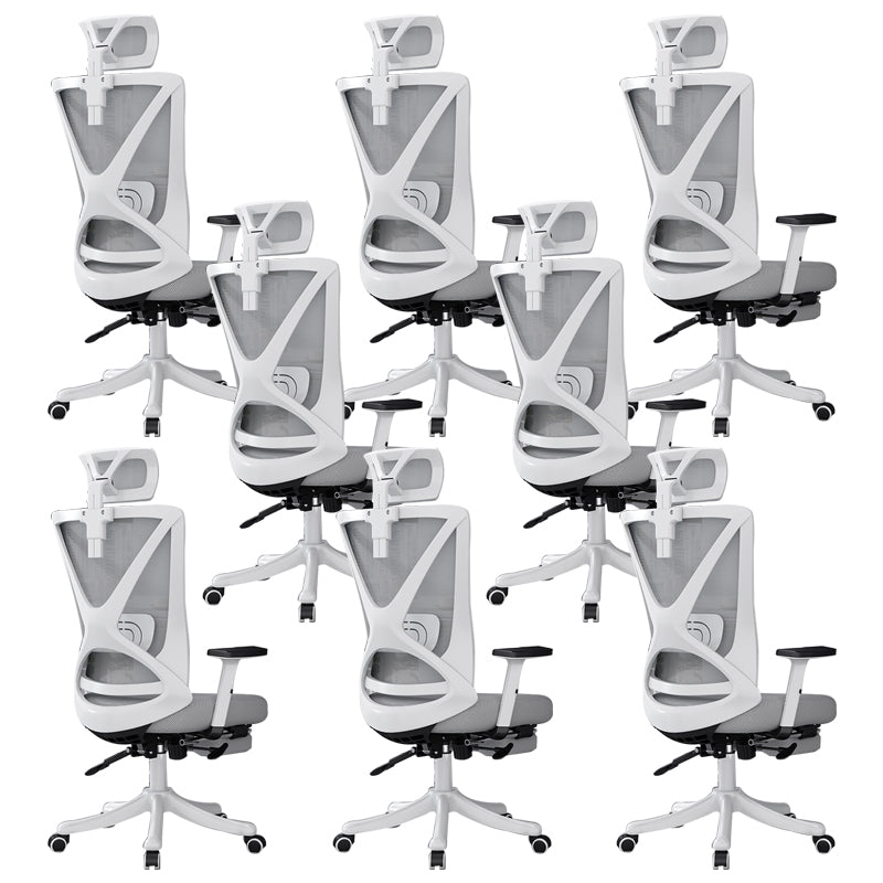 Modern Office Chair No Distressing Ergonomic Slide Chair with Wheels White-Gray 8 Piece Set With Footrest Clearhalo 'furn' 'furn_office_chair' 'Furniture' 'Office Chairs' 'Office Furniture' 'office_chair' 7677456