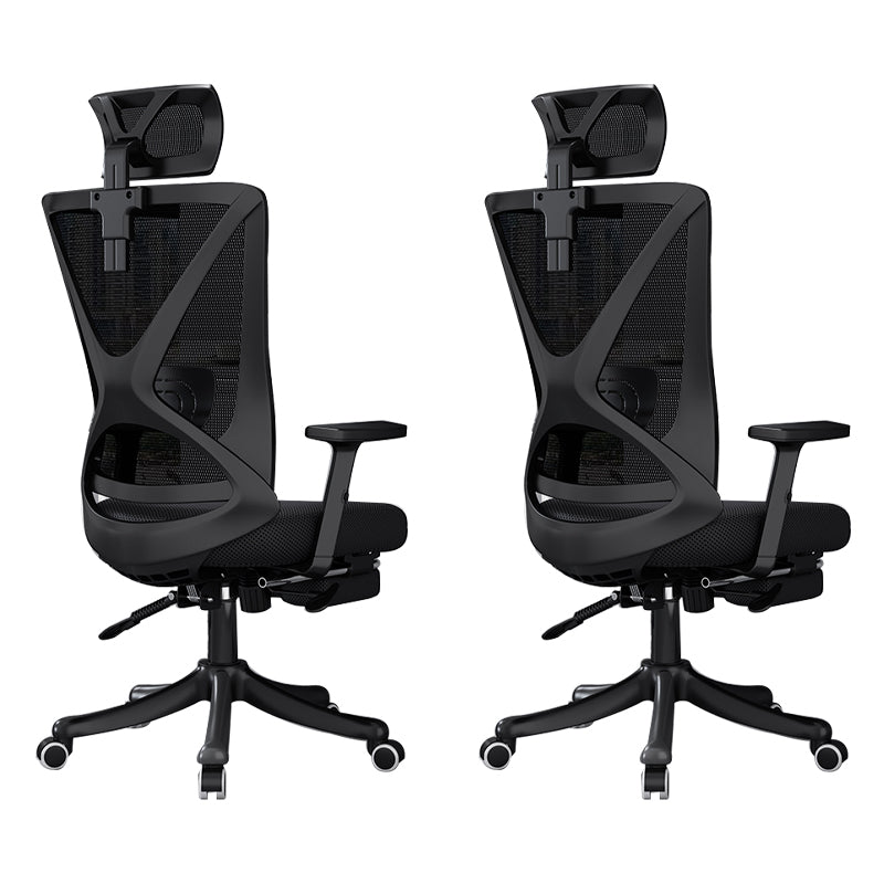 Modern Office Chair No Distressing Ergonomic Slide Chair with Wheels Black 2 Piece Set With Footrest Clearhalo 'furn' 'furn_office_chair' 'Furniture' 'Office Chairs' 'Office Furniture' 'office_chair' 7677458