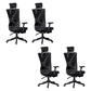 Modern Office Chair No Distressing Ergonomic Slide Chair with Wheels Black 4 Piece Set With Footrest Clearhalo 'furn' 'furn_office_chair' 'Furniture' 'Office Chairs' 'Office Furniture' 'office_chair' 7677459