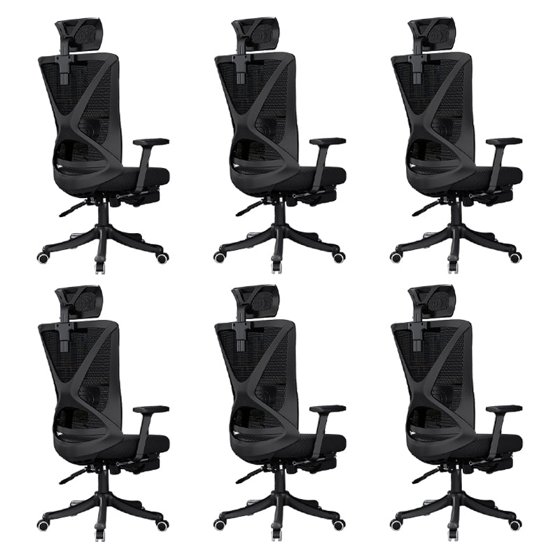 Modern Office Chair No Distressing Ergonomic Slide Chair with Wheels Black 6 Piece Set With Footrest Clearhalo 'furn' 'furn_office_chair' 'Furniture' 'Office Chairs' 'Office Furniture' 'office_chair' 7677460