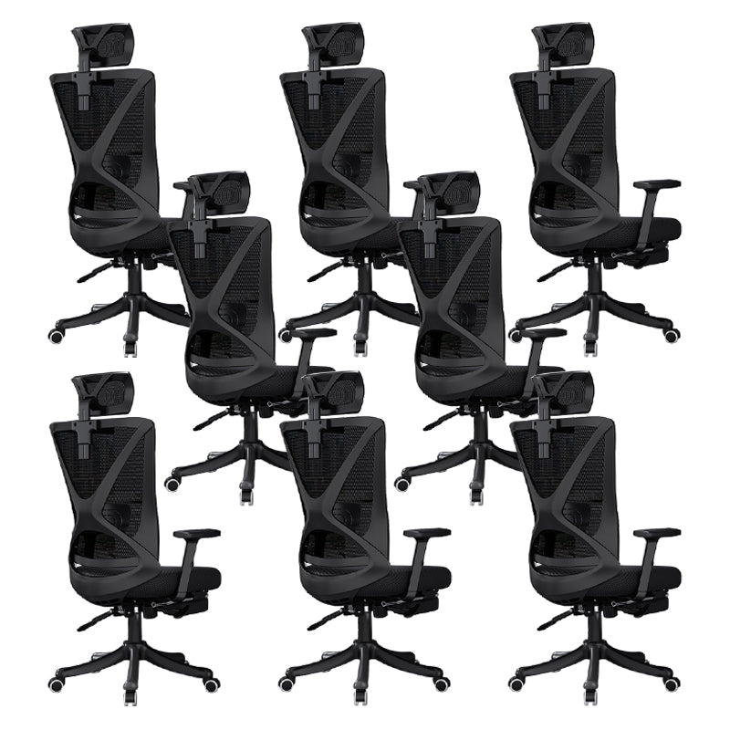 Modern Office Chair No Distressing Ergonomic Slide Chair with Wheels Black 8 Piece Set With Footrest Clearhalo 'furn' 'furn_office_chair' 'Furniture' 'Office Chairs' 'Office Furniture' 'office_chair' 7677461