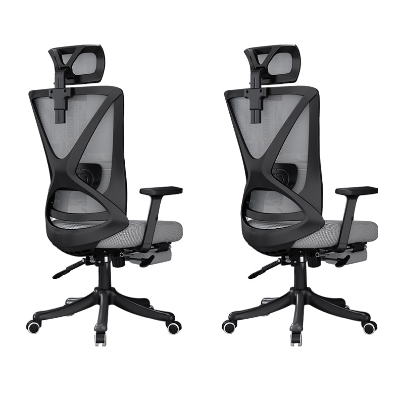 Modern Office Chair No Distressing Ergonomic Slide Chair with Wheels Black-Gray 2 Piece Set With Footrest Clearhalo 'furn' 'furn_office_chair' 'Furniture' 'Office Chairs' 'Office Furniture' 'office_chair' 7677463