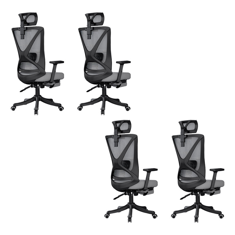 Modern Office Chair No Distressing Ergonomic Slide Chair with Wheels Black-Gray 4 Piece Set With Footrest Clearhalo 'furn' 'furn_office_chair' 'Furniture' 'Office Chairs' 'Office Furniture' 'office_chair' 7677464