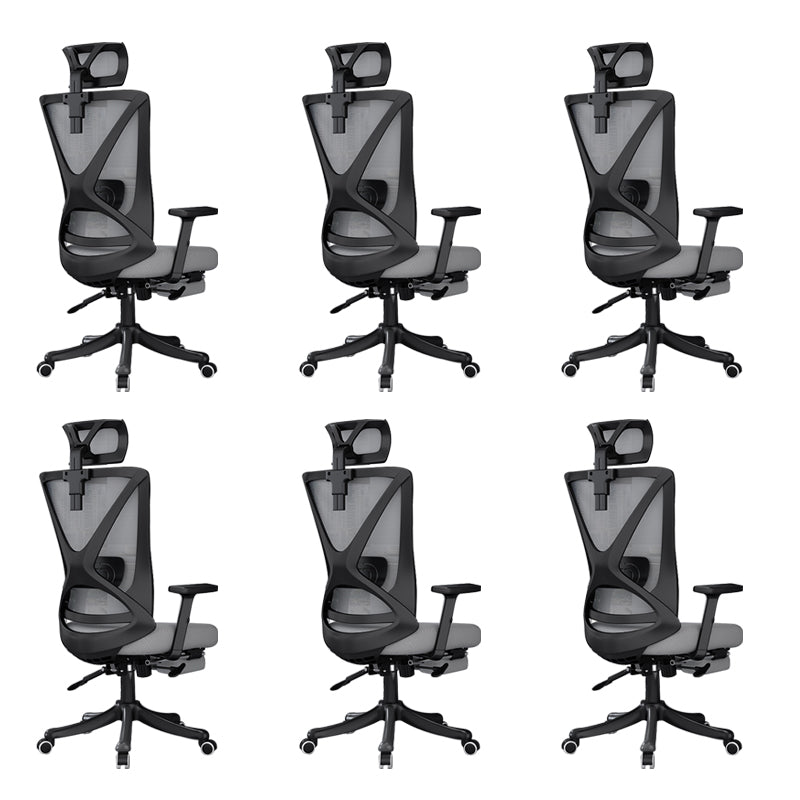 Modern Office Chair No Distressing Ergonomic Slide Chair with Wheels Black-Gray 6 Piece Set With Footrest Clearhalo 'furn' 'furn_office_chair' 'Furniture' 'Office Chairs' 'Office Furniture' 'office_chair' 7677465
