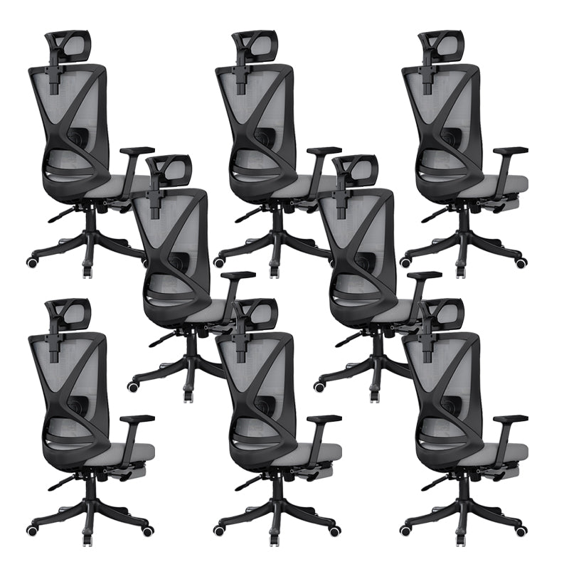 Modern Office Chair No Distressing Ergonomic Slide Chair with Wheels Black-Gray 8 Piece Set With Footrest Clearhalo 'furn' 'furn_office_chair' 'Furniture' 'Office Chairs' 'Office Furniture' 'office_chair' 7677466