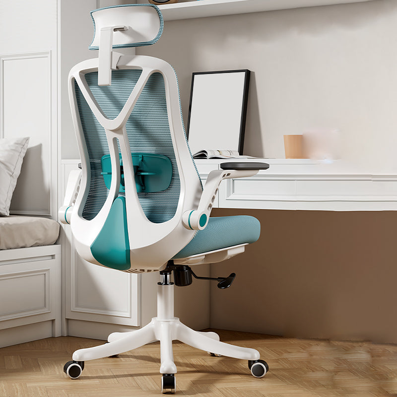 Removable Arms Office Chair Tilt Mechanism No Distressing Slide Chair with Wheels White-Green 1 Piece With Headrest Clearhalo 'furn' 'furn_office_chair' 'Furniture' 'Office Chairs' 'Office Furniture' 'office_chair' 7677580