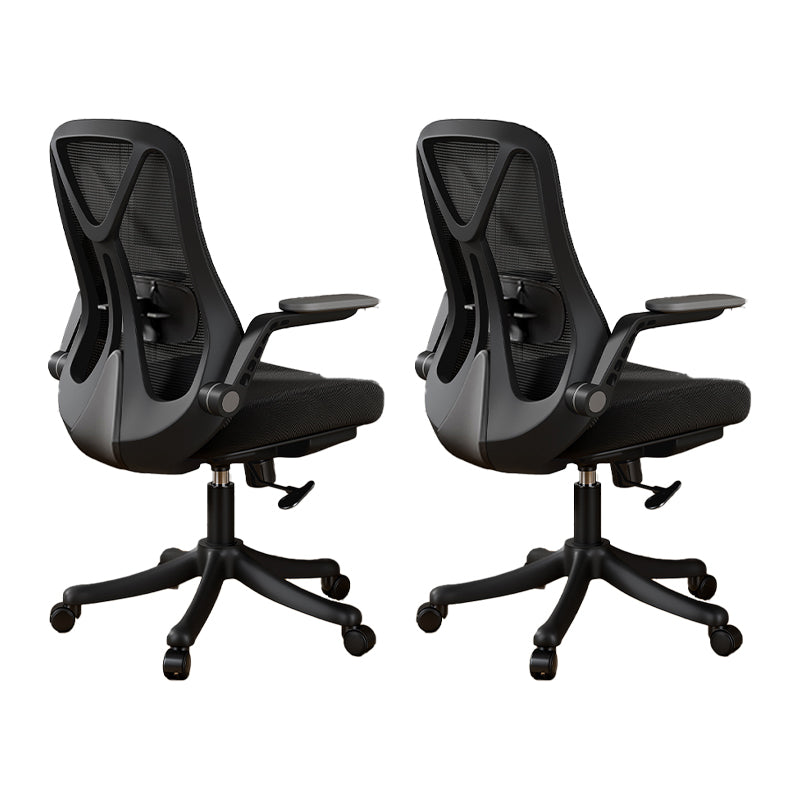 Removable Arms Office Chair Tilt Mechanism No Distressing Slide Chair with Wheels Black 2 Piece Set Without Headrest Clearhalo 'furn' 'furn_office_chair' 'Furniture' 'Office Chairs' 'Office Furniture' 'office_chair' 7677582