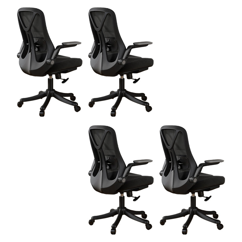 Removable Arms Office Chair Tilt Mechanism No Distressing Slide Chair with Wheels Black 4 Piece Set Without Headrest Clearhalo 'furn' 'furn_office_chair' 'Furniture' 'Office Chairs' 'Office Furniture' 'office_chair' 7677585
