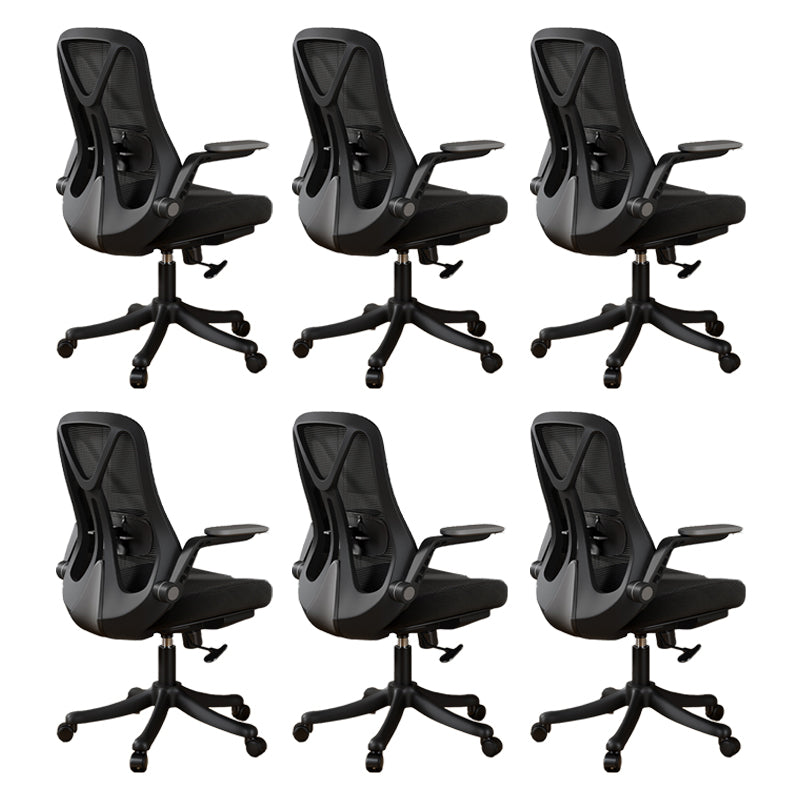 Removable Arms Office Chair Tilt Mechanism No Distressing Slide Chair with Wheels Black 6 Piece Set Without Headrest Clearhalo 'furn' 'furn_office_chair' 'Furniture' 'Office Chairs' 'Office Furniture' 'office_chair' 7677587