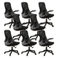 Removable Arms Office Chair Tilt Mechanism No Distressing Slide Chair with Wheels Black 8 Piece Set Without Headrest Clearhalo 'furn' 'furn_office_chair' 'Furniture' 'Office Chairs' 'Office Furniture' 'office_chair' 7677589
