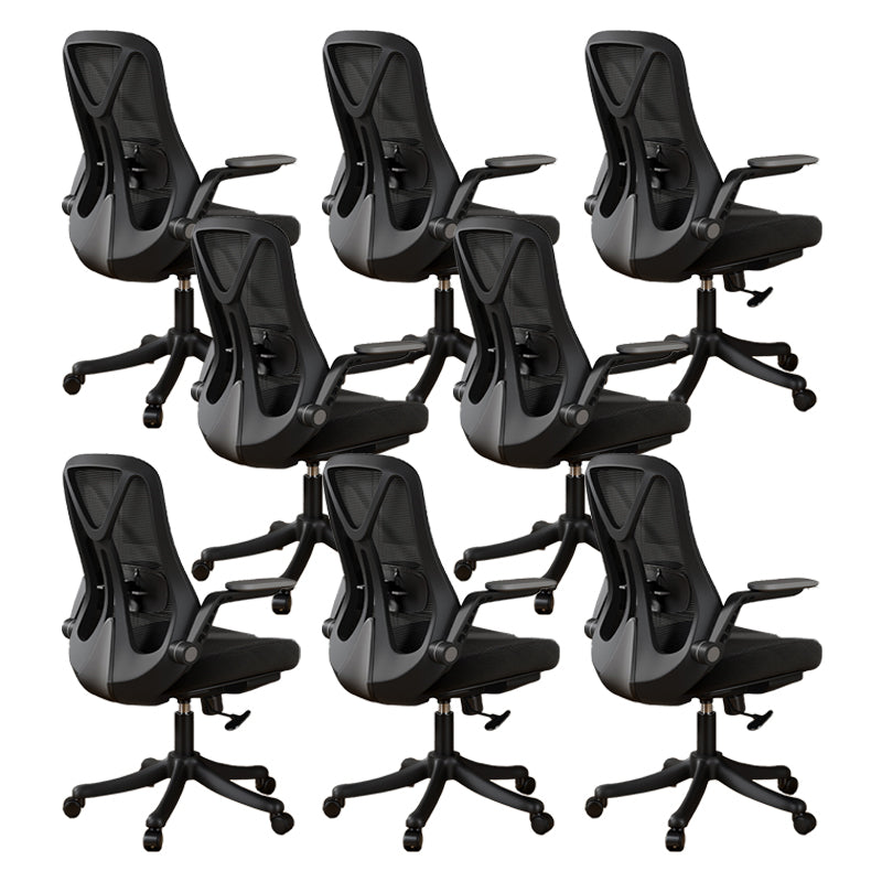Removable Arms Office Chair Tilt Mechanism No Distressing Slide Chair with Wheels Black 8 Piece Set Without Headrest Clearhalo 'furn' 'furn_office_chair' 'Furniture' 'Office Chairs' 'Office Furniture' 'office_chair' 7677589