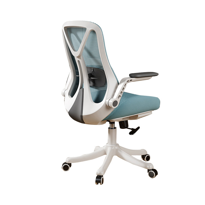 Removable Arms Office Chair Tilt Mechanism No Distressing Slide Chair with Wheels White-Blue 1 Piece Without Headrest Clearhalo 'furn' 'furn_office_chair' 'Furniture' 'Office Chairs' 'Office Furniture' 'office_chair' 7677591