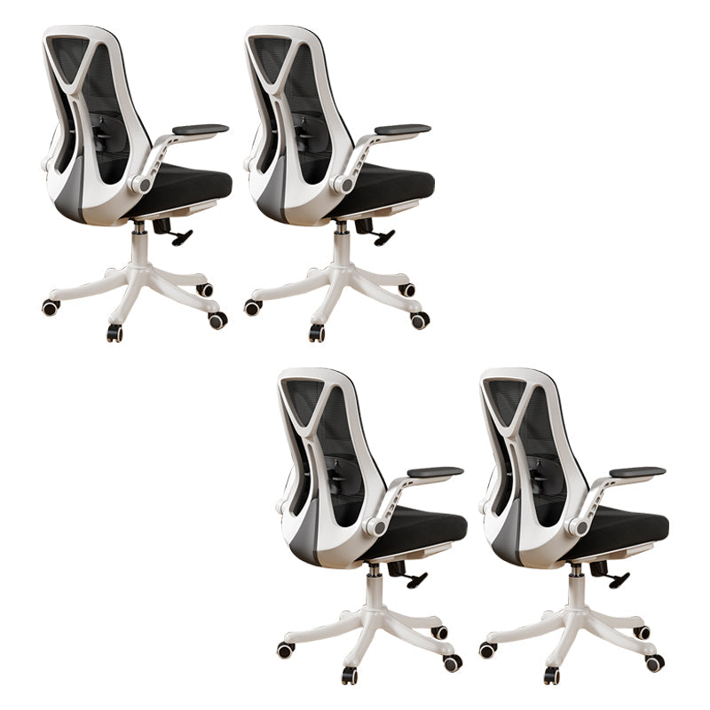 Removable Arms Office Chair Tilt Mechanism No Distressing Slide Chair with Wheels White-Black 4 Piece Set Without Headrest Clearhalo 'furn' 'furn_office_chair' 'Furniture' 'Office Chairs' 'Office Furniture' 'office_chair' 7677600