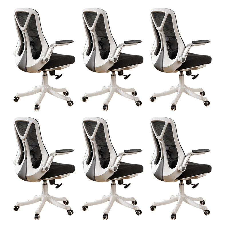 Removable Arms Office Chair Tilt Mechanism No Distressing Slide Chair with Wheels White-Black 6 Piece Set Without Headrest Clearhalo 'furn' 'furn_office_chair' 'Furniture' 'Office Chairs' 'Office Furniture' 'office_chair' 7677601