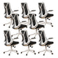 Removable Arms Office Chair Tilt Mechanism No Distressing Slide Chair with Wheels White-Black 8 Piece Set Without Headrest Clearhalo 'furn' 'furn_office_chair' 'Furniture' 'Office Chairs' 'Office Furniture' 'office_chair' 7677602