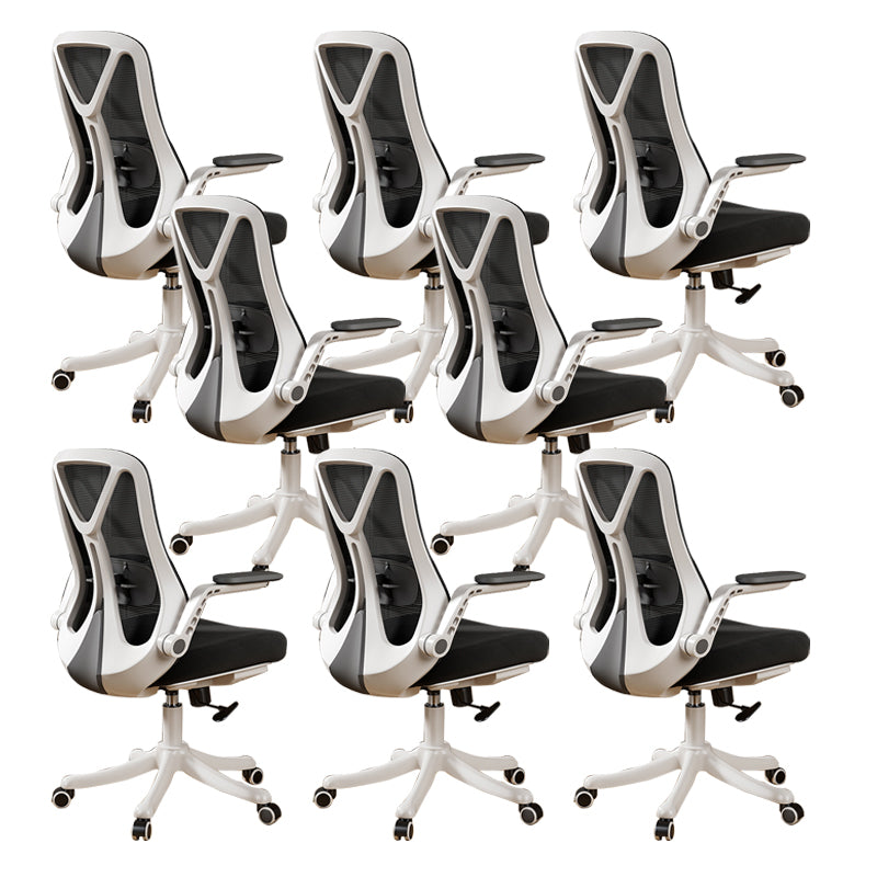 Removable Arms Office Chair Tilt Mechanism No Distressing Slide Chair with Wheels White-Black 8 Piece Set Without Headrest Clearhalo 'furn' 'furn_office_chair' 'Furniture' 'Office Chairs' 'Office Furniture' 'office_chair' 7677602