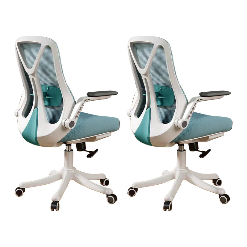 Removable Arms Office Chair Tilt Mechanism No Distressing Slide Chair with Wheels White-Green 2 Piece Set Without Headrest Clearhalo 'furn' 'furn_office_chair' 'Furniture' 'Office Chairs' 'Office Furniture' 'office_chair' 7677609